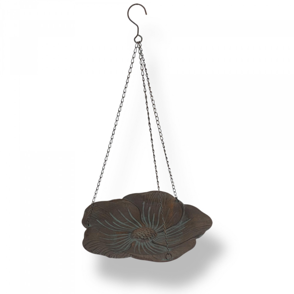 Vogeltränke Blatt groß Ø 41,5 cm – Hängende Metall-Vogeltränke im Vintage Stil